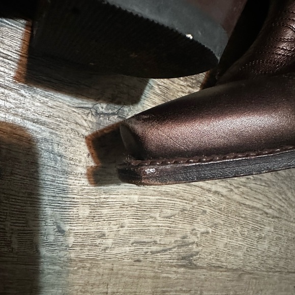 Frye cowgirl boots Daisy Duke Brown Leather Studded Western Womens 9 preowned - Picture 4 of 7